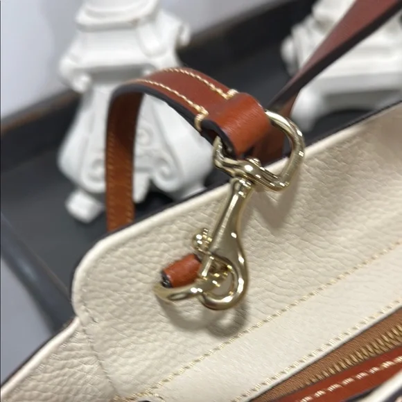 Dooney & Bourke Cream and Tan Satchel with Structured Design AWL - Picture 12 of 12